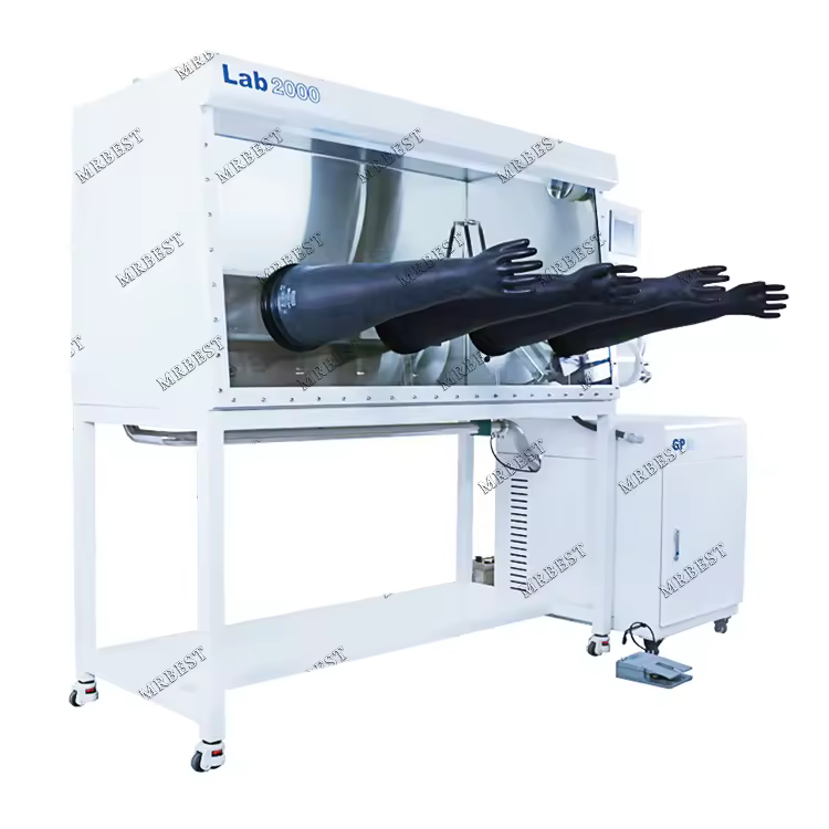 Glovebox grande em aço inoxidável MRBEST MR-Lab2000 com quatro luvas